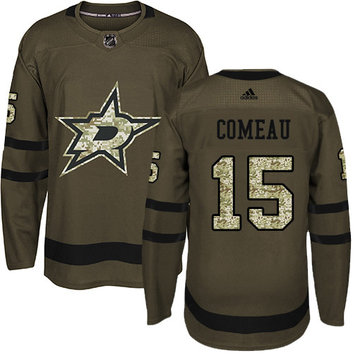 Adidas Dallas Stars #15 Blake Comeau Green Salute to Service Youth Stitched NHL Jersey